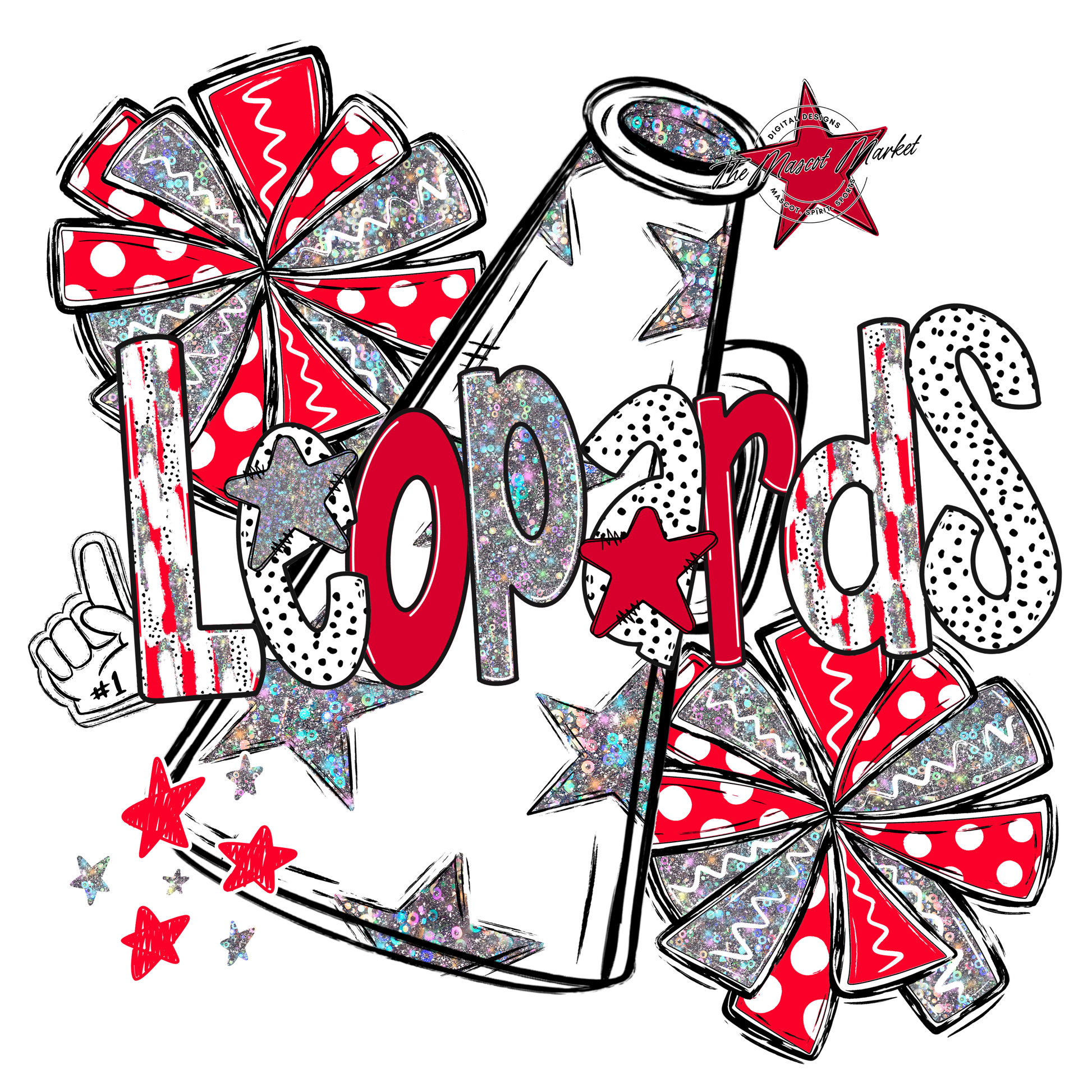 Leopards Cheer Megaphone Scrape-Red