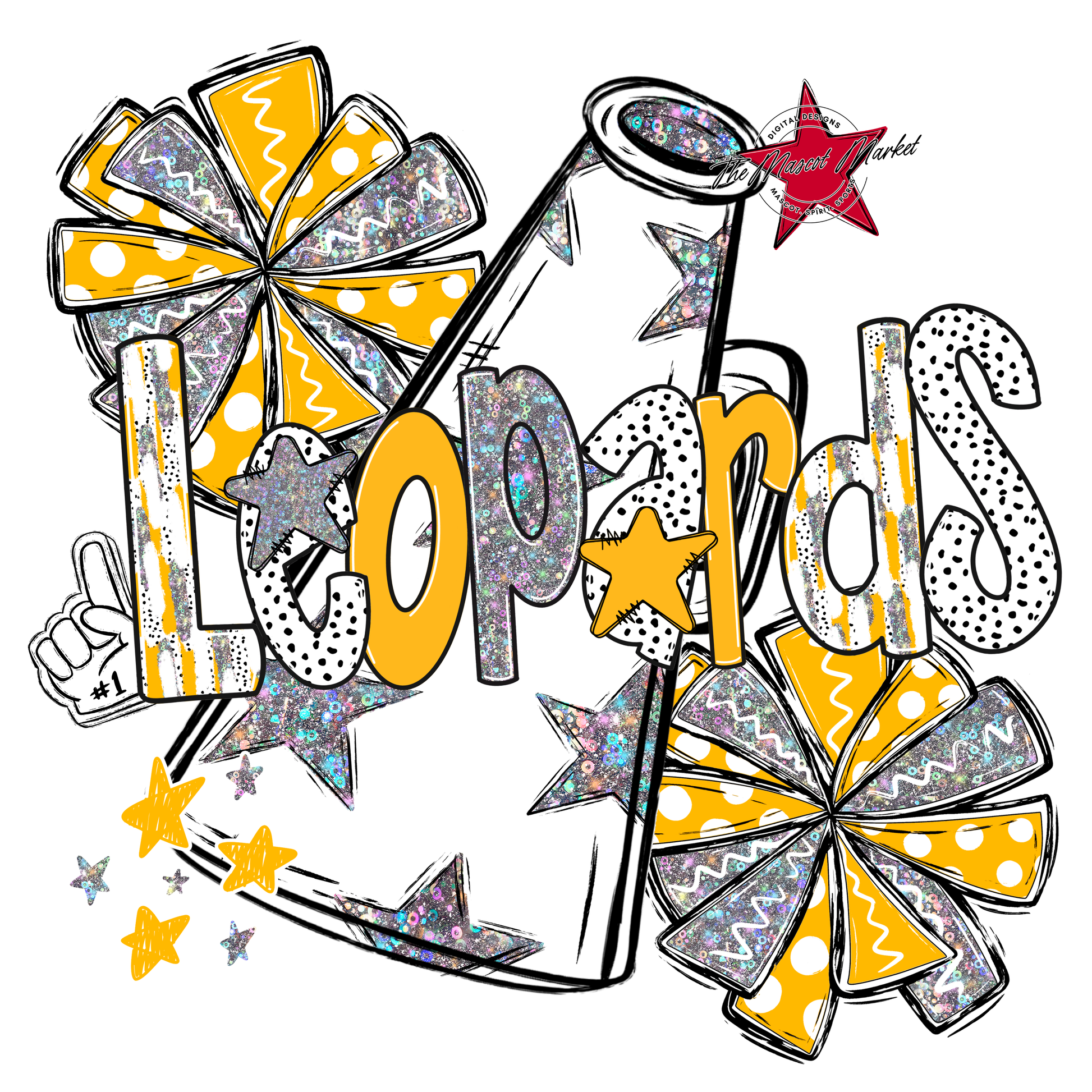 Leopards Cheer Megaphone Scrape-Yellow