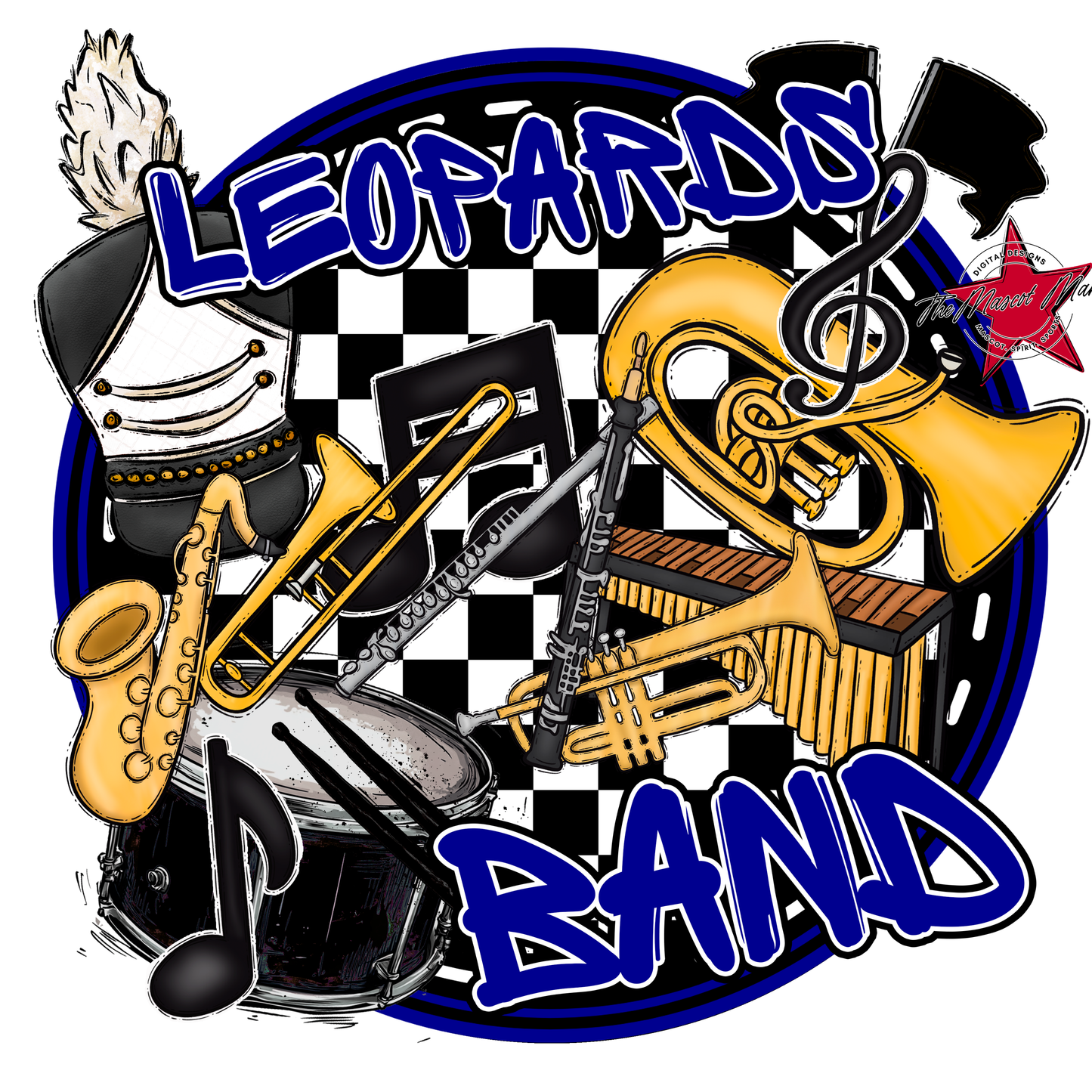 Leopards Circle Band Design-Blue