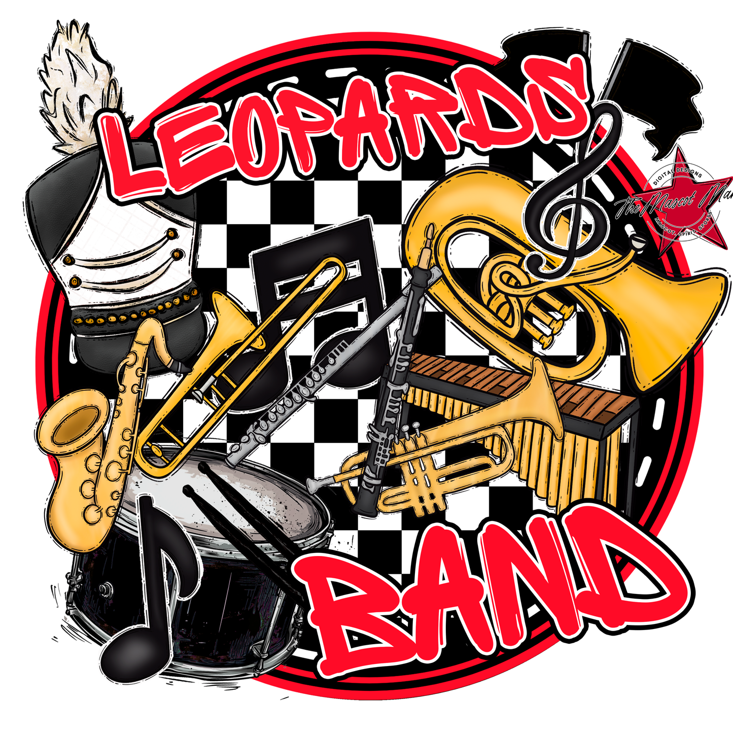 Leopards Circle Band Design-Bright Red