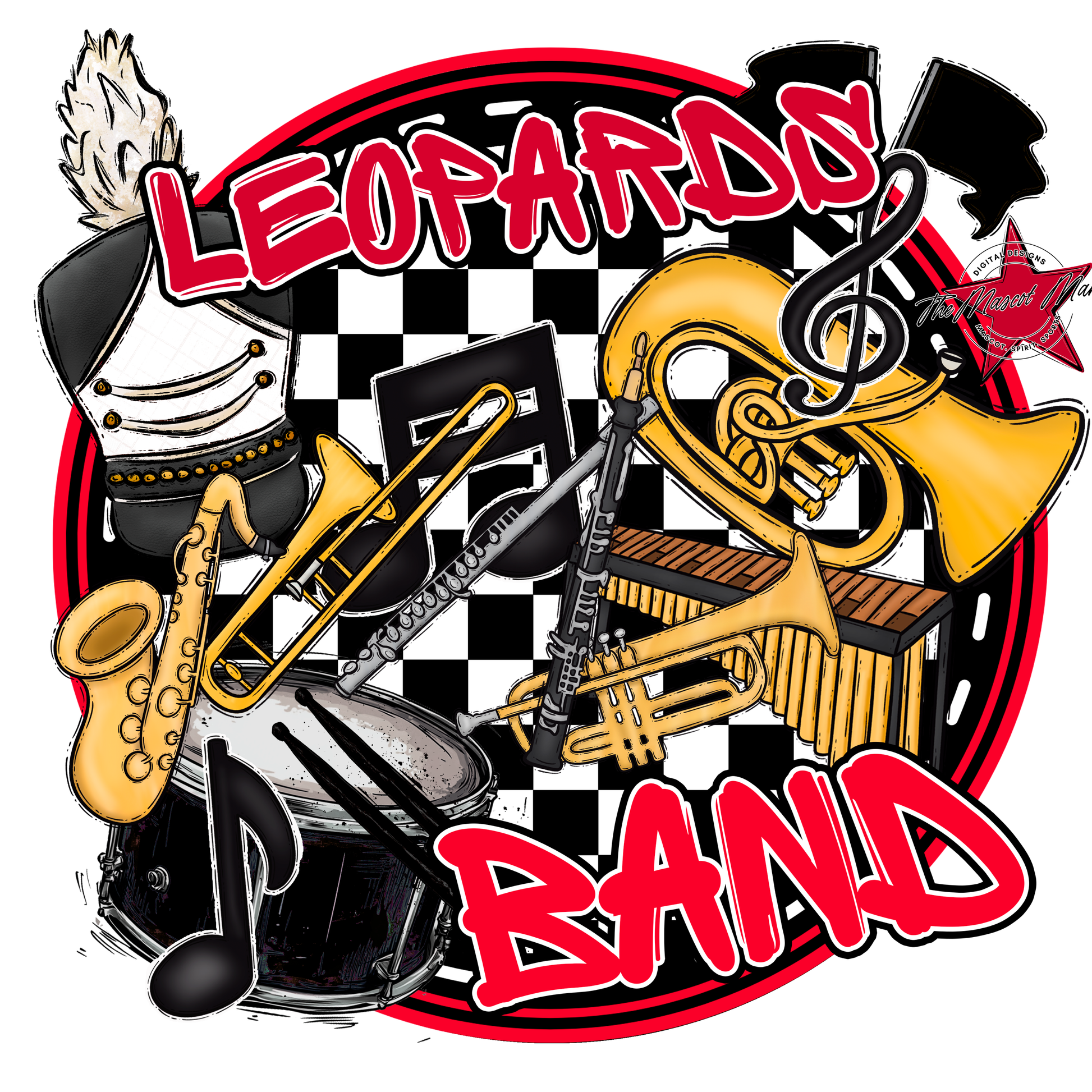 Leopards Circle Band Design-Red