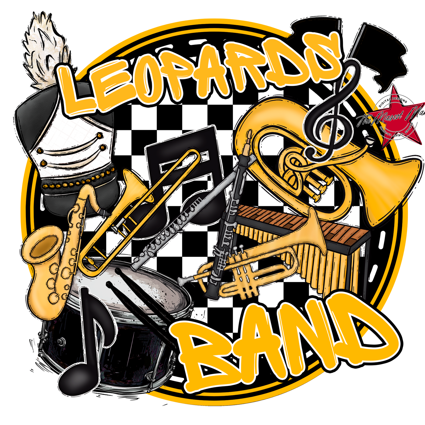 Leopards Circle Band Design-Yellow