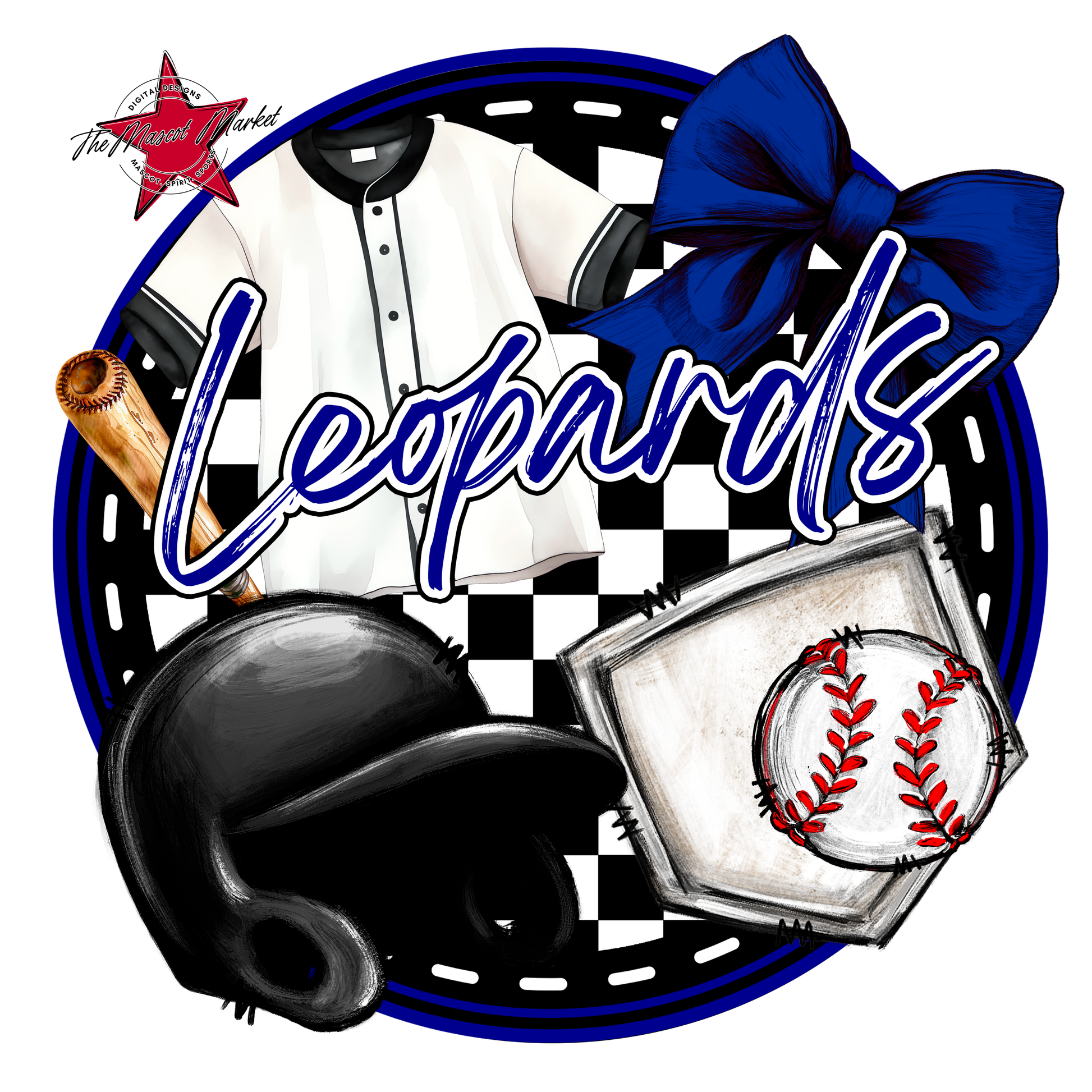 Leopards Circle Baseball Design-Blue