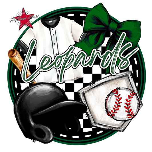 Leopards Circle Baseball Design-Green