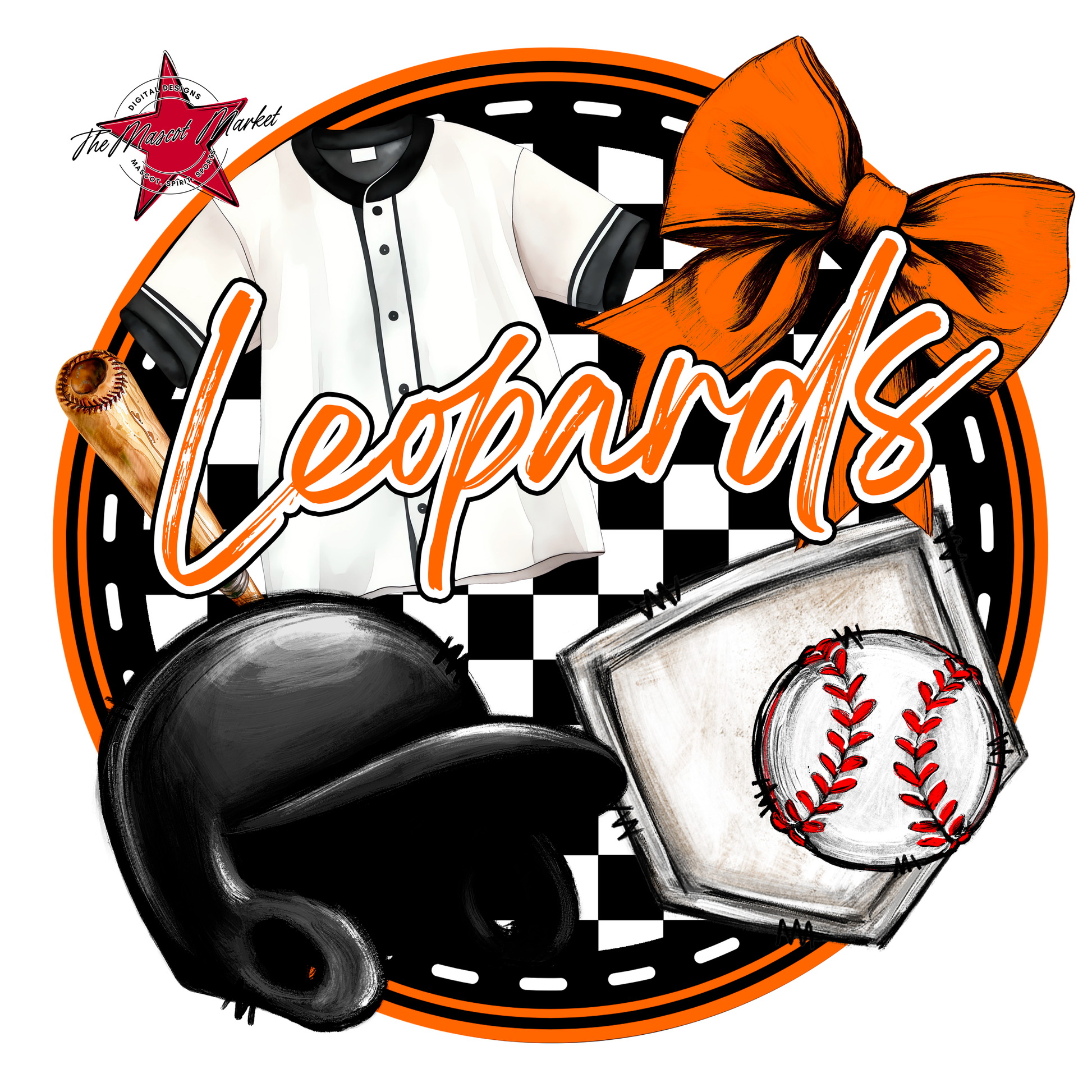 Leopards Circle Baseball Design-Orange