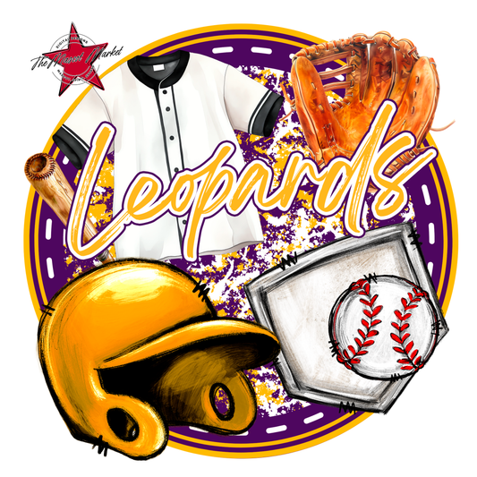 Leopards Circle Baseball Design-Purple-Yellow