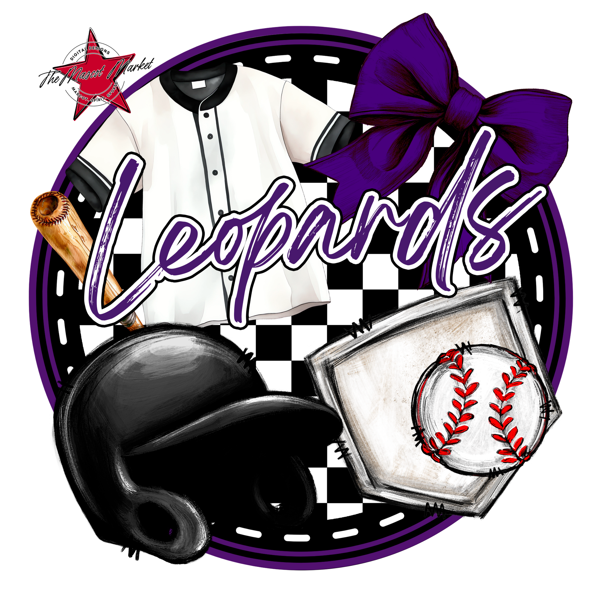 Leopards Circle Baseball Design-Purple