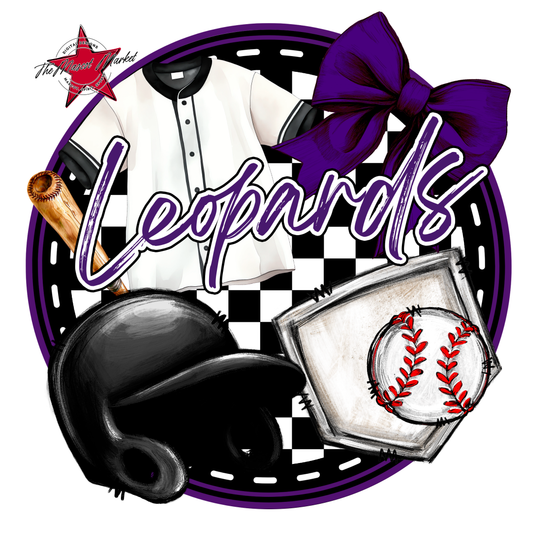 Leopards Circle Baseball Design-Purple