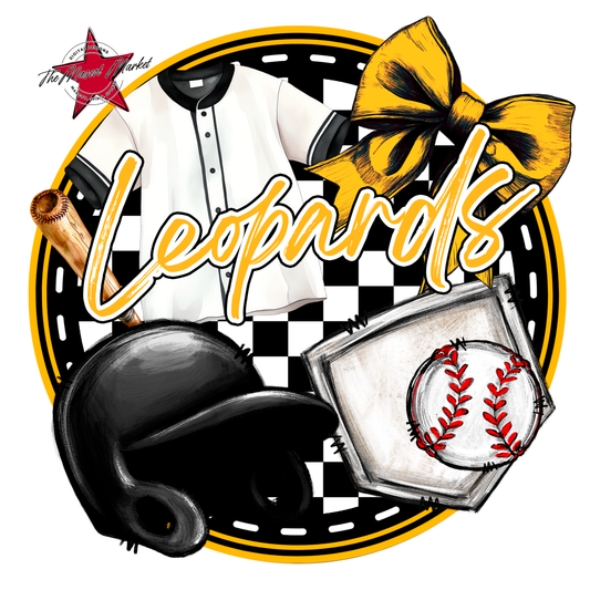 Leopards Circle Baseball Design-Yellow