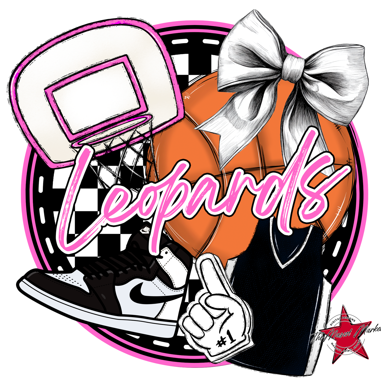 Leopards Circle Basketball Design-Baby Pink