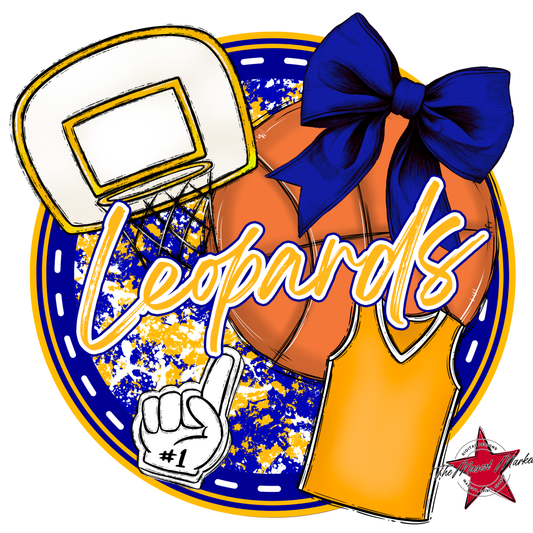 Leopards Circle Basketball Design-Blue-Yellow
