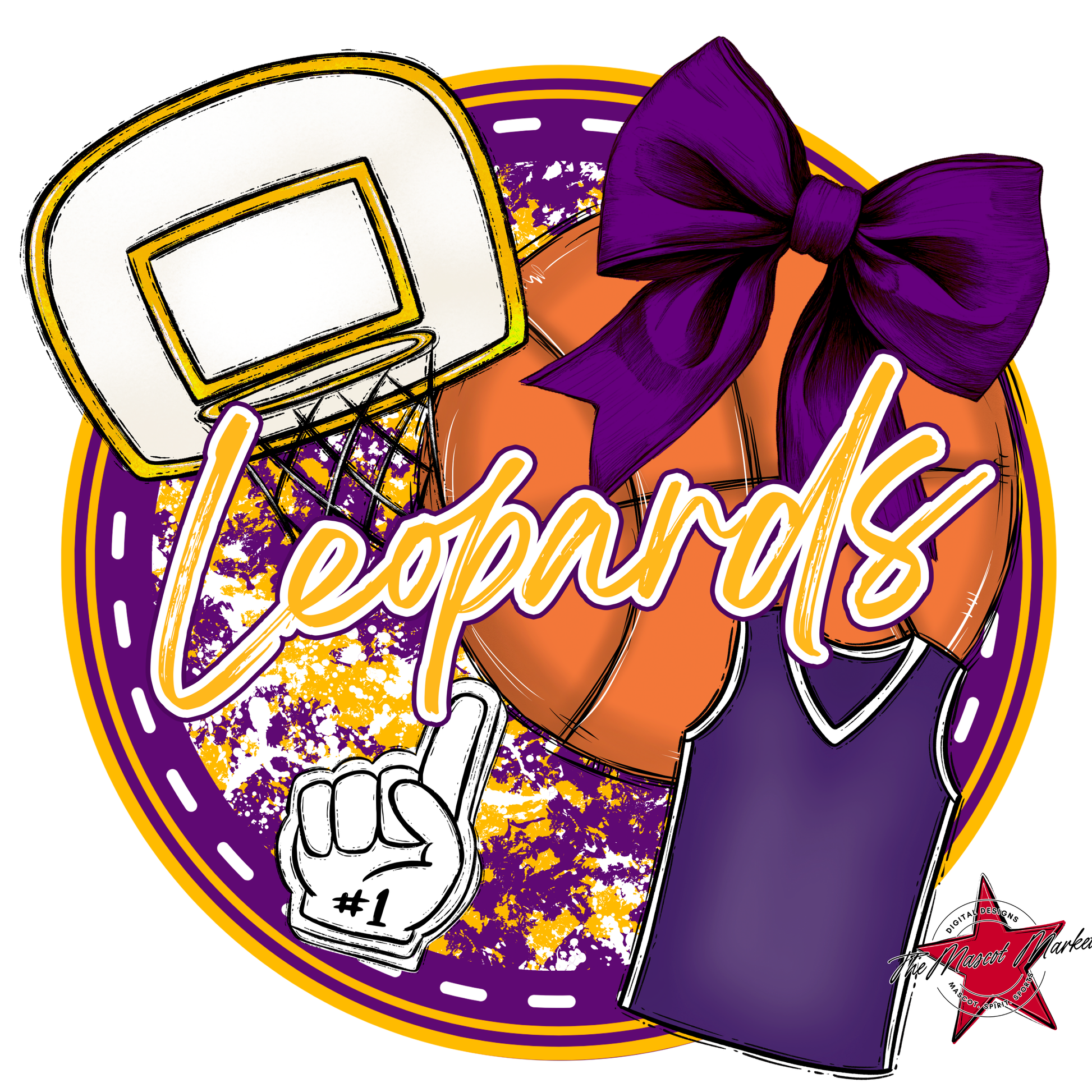 Leopards Circle Basketball Design-Purple-Yellow