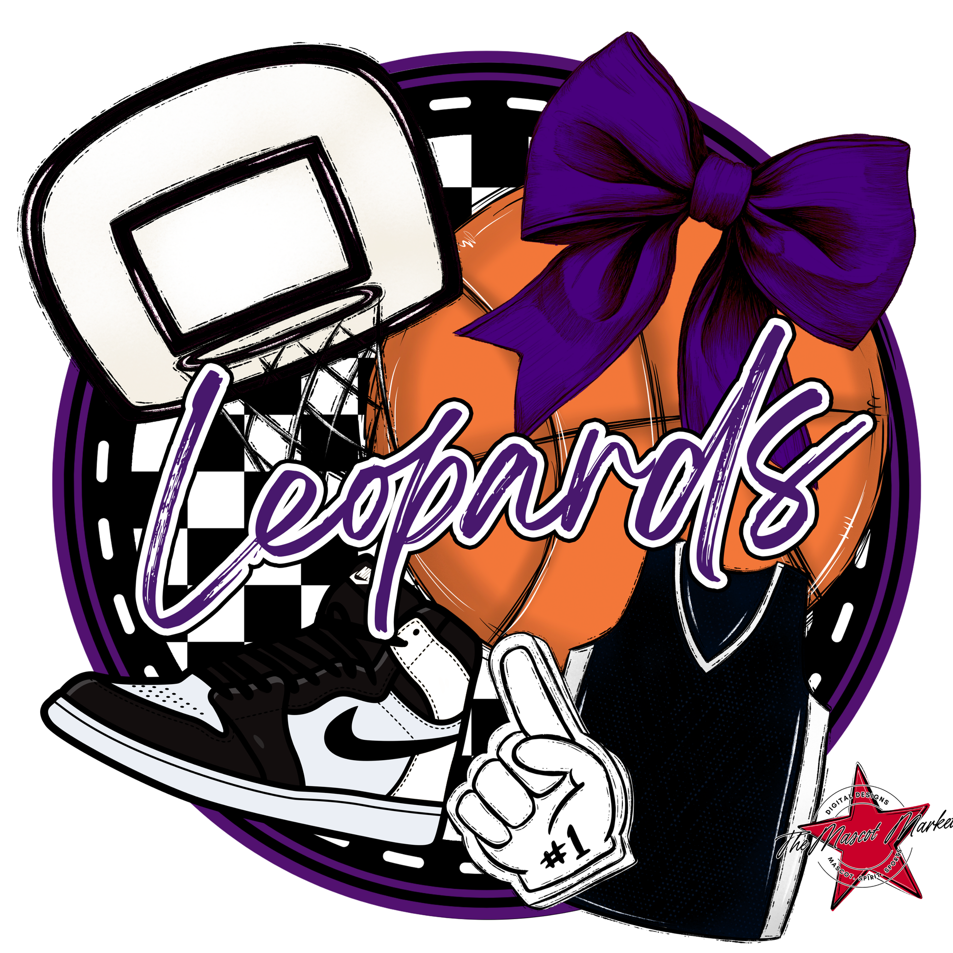 Leopards Circle Basketball Design-Purple