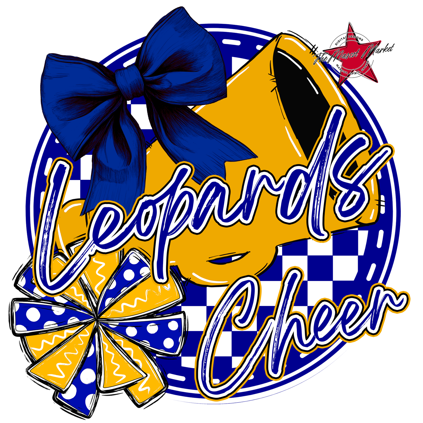 Leopards Circle Cheer Design-Blue-Yellow