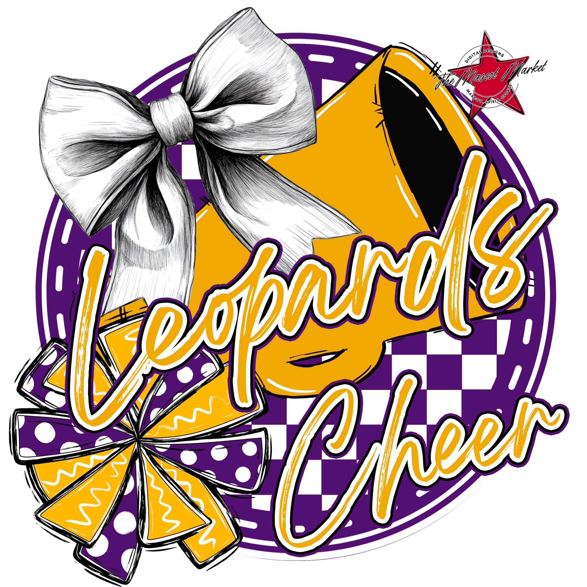 Leopards Circle Cheer Design-Purple-Yellow