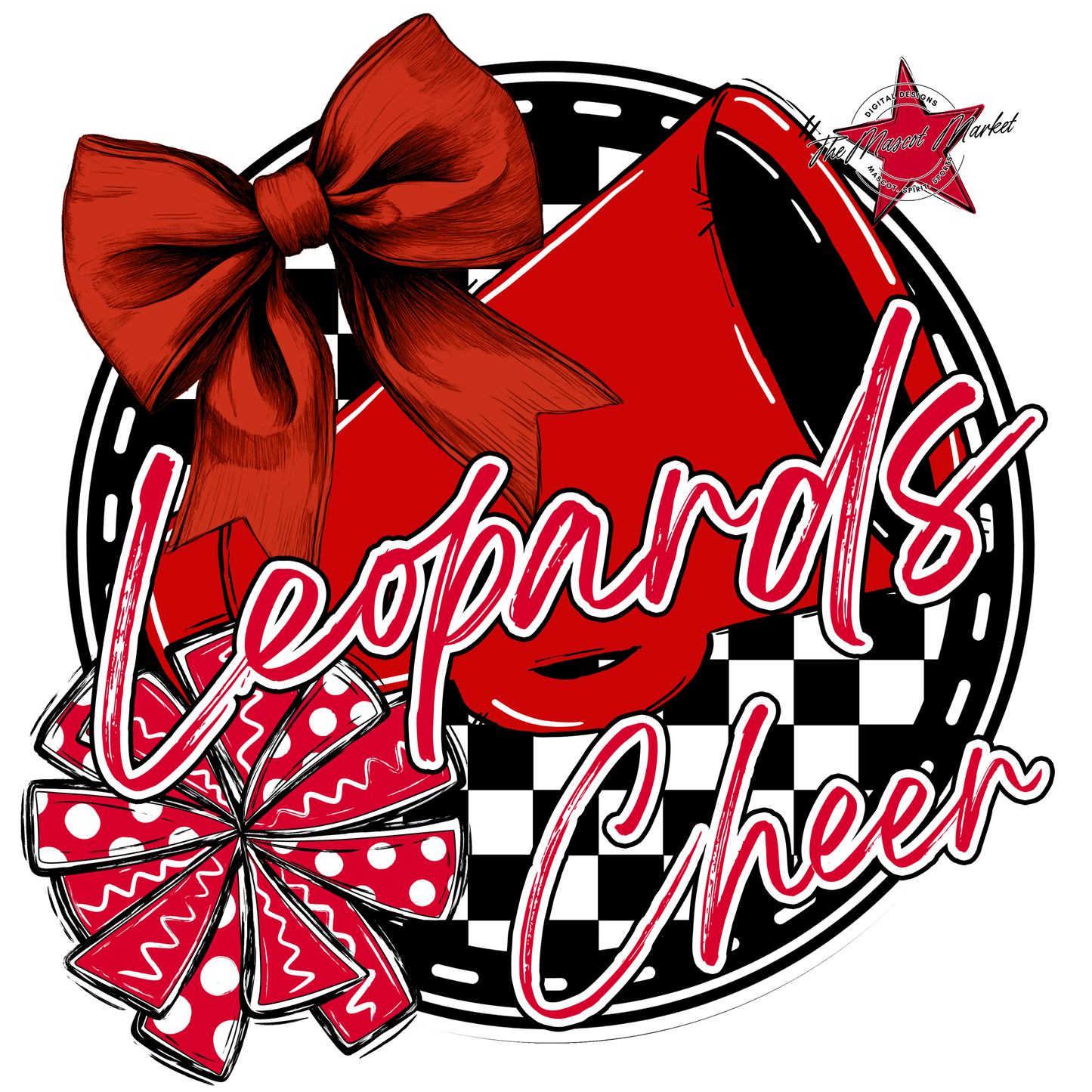 Leopards Circle Cheer Design-Red