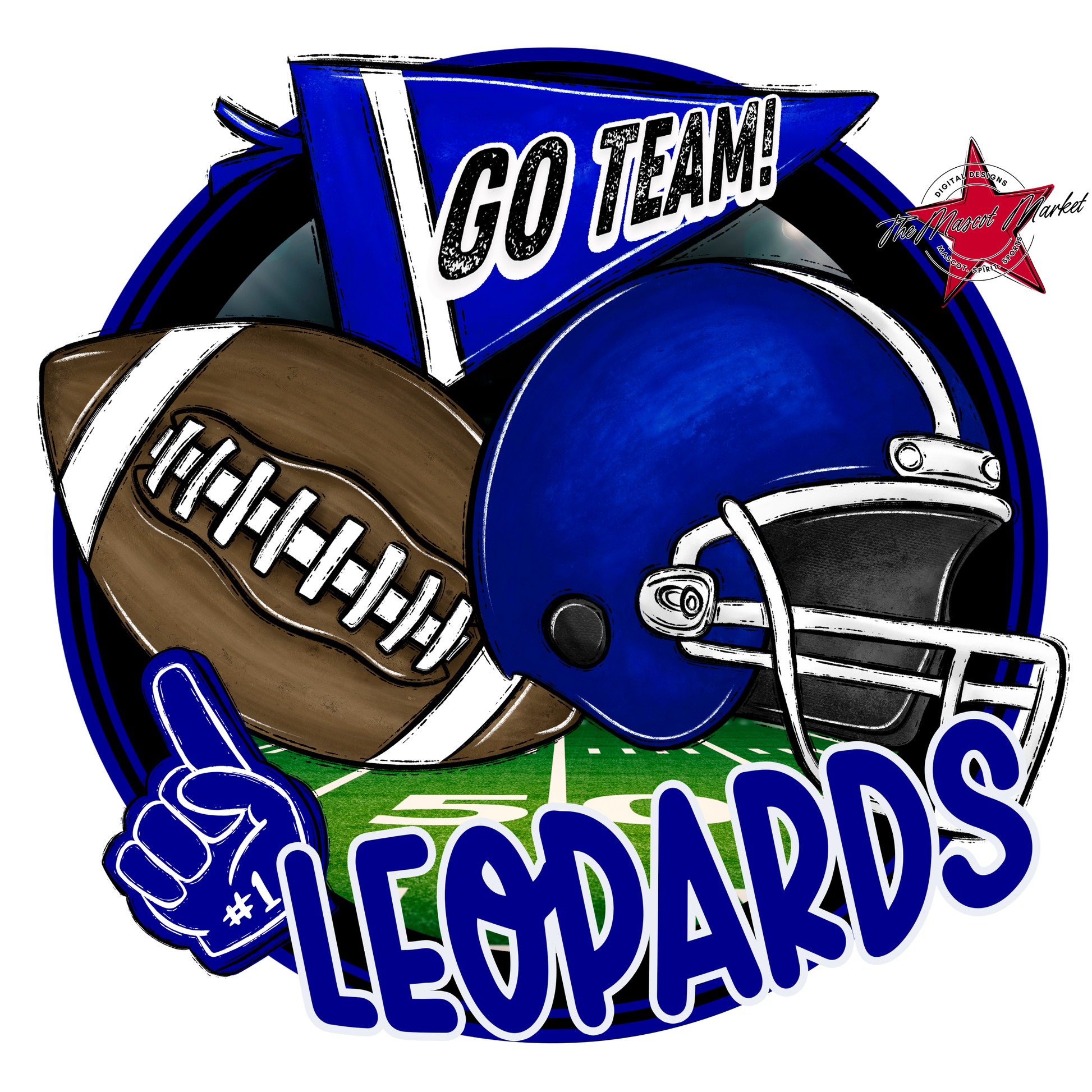 Leopards Circle Football Design-Blue