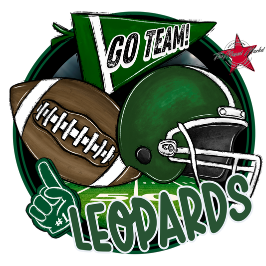Leopards Circle Football Design-Green