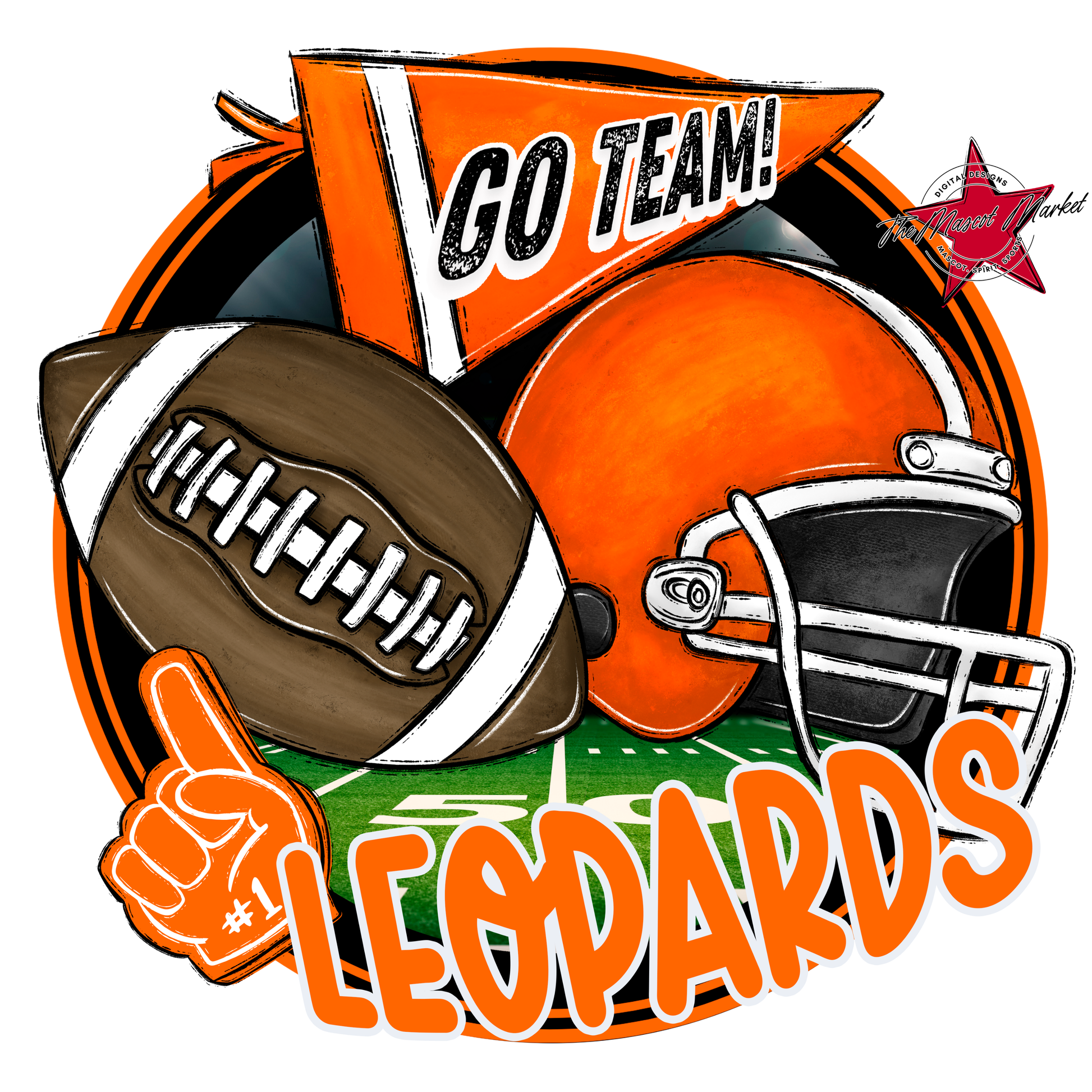 Leopards Circle Football Design-Orange