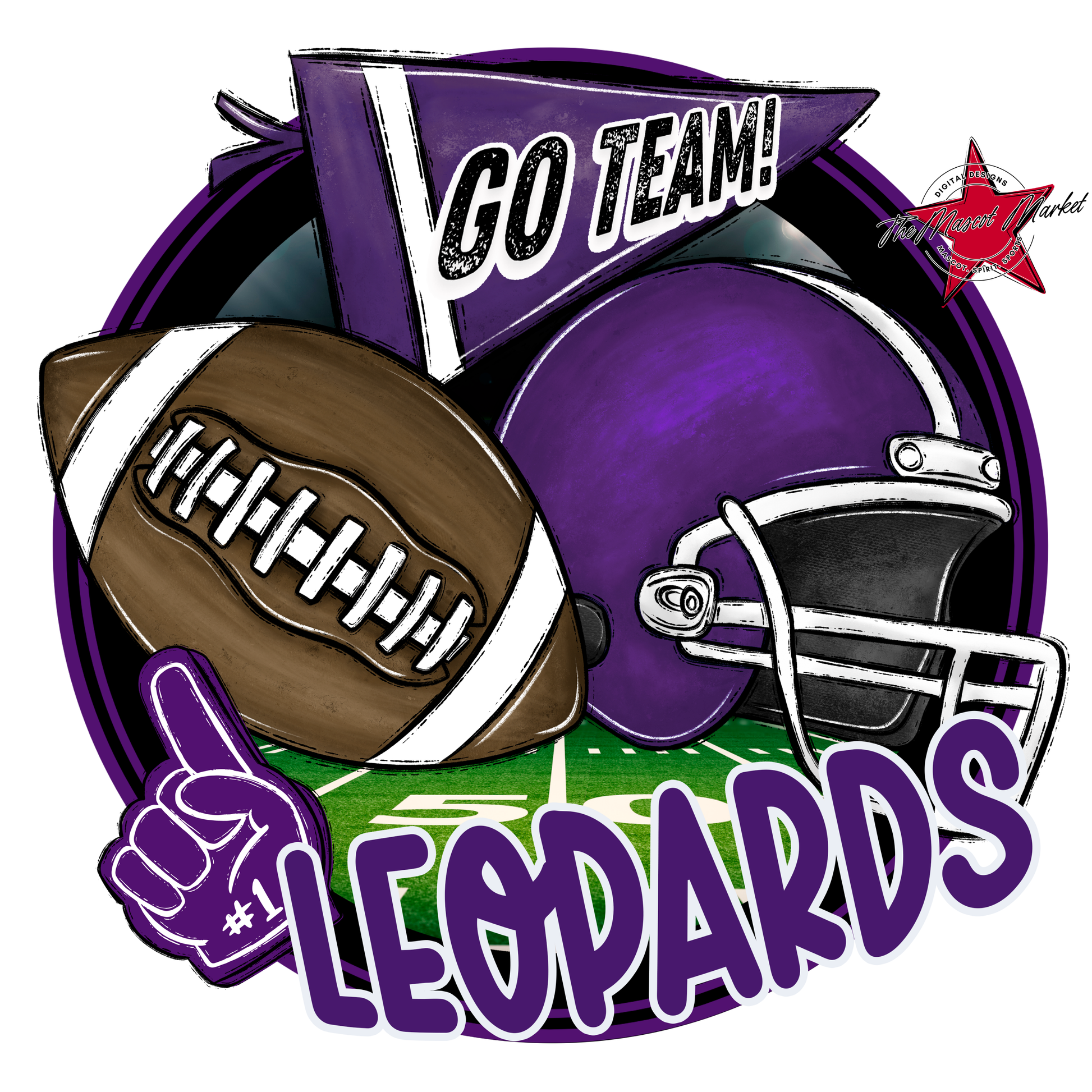 Leopards Circle Football Design-Purple