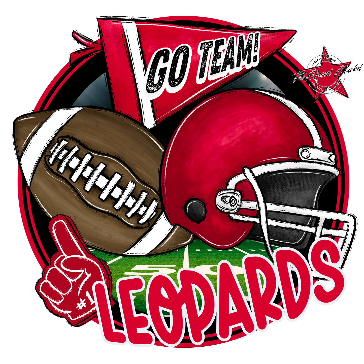 Leopards Circle Football Design-Red