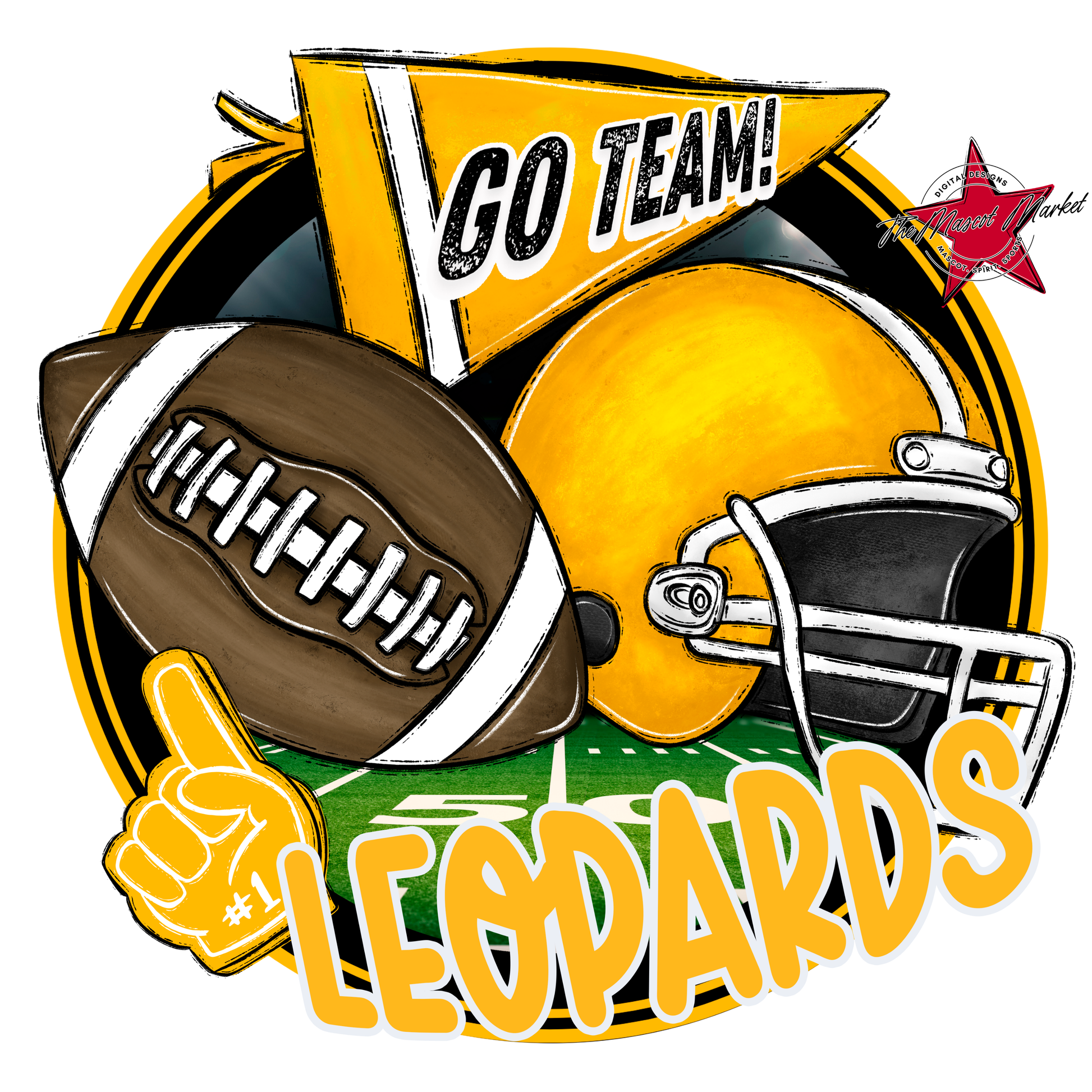 Leopards Circle Football Design-Yellow