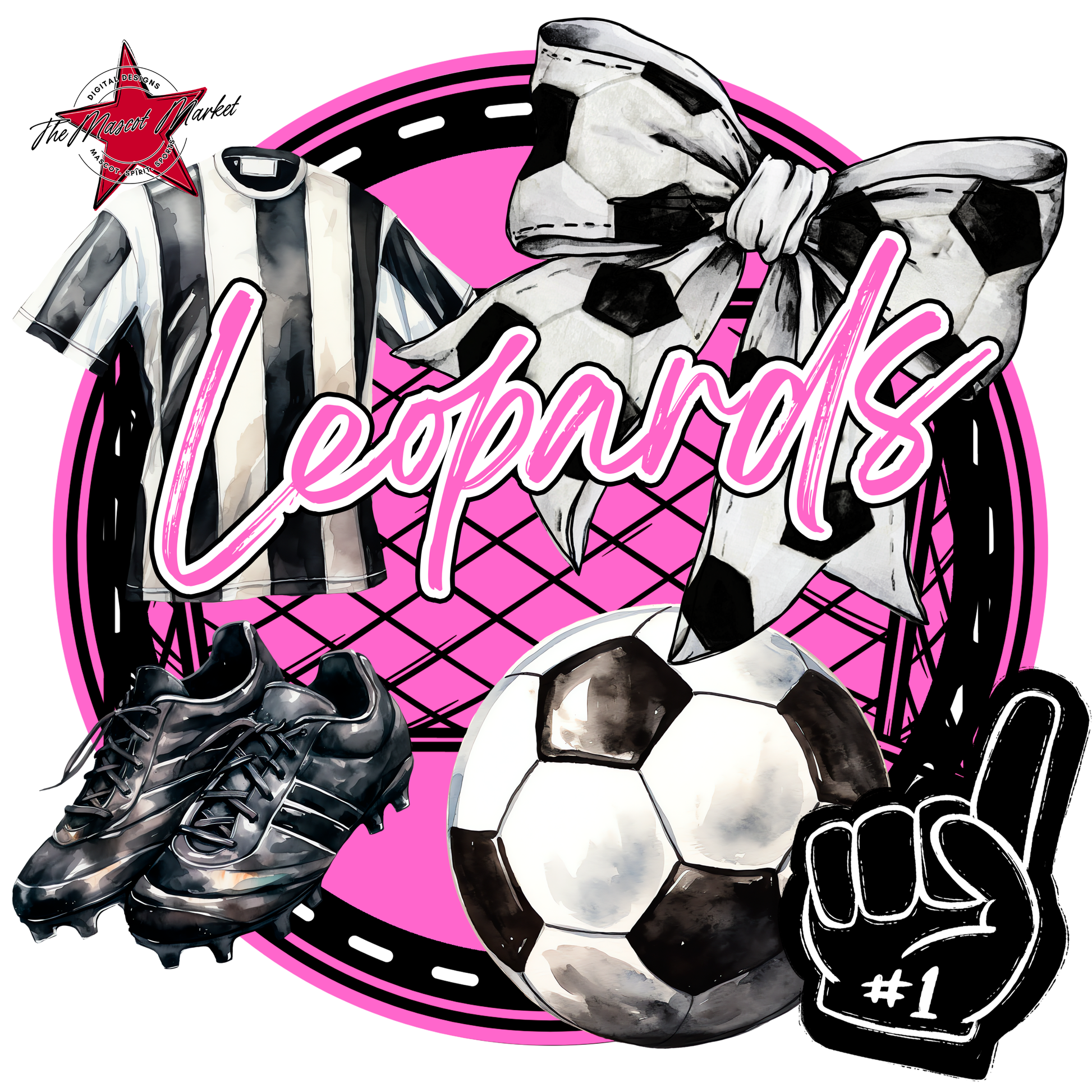 Leopards Circle Soccer Design-Baby Pink