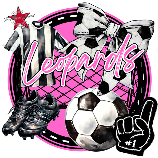Leopards Circle Soccer Design-Baby Pink