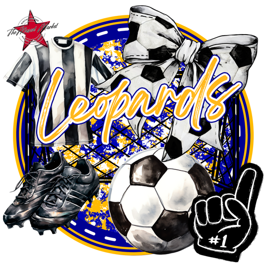 Leopards Circle Soccer Design-Blue-Yellow