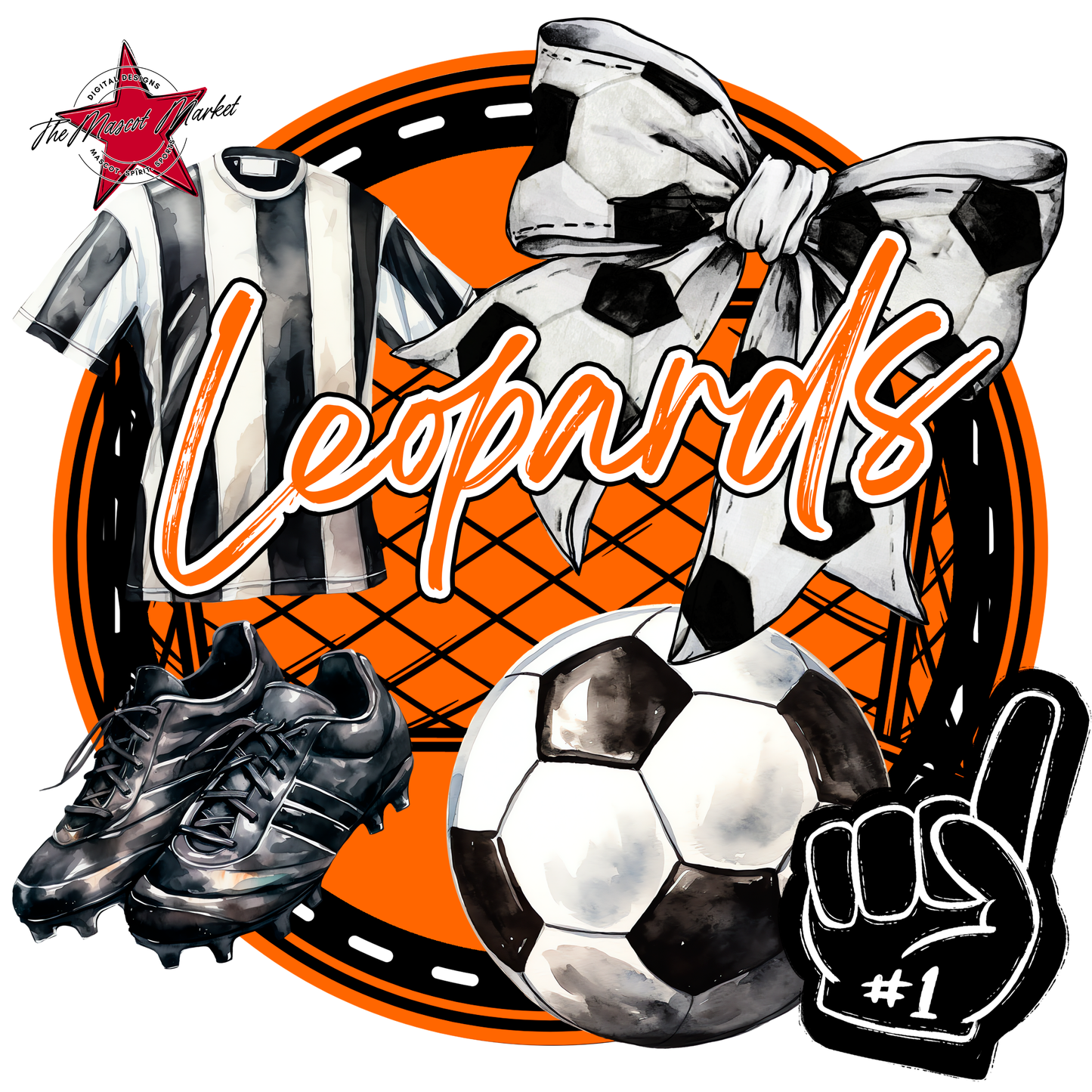 Leopards Circle Soccer Design-Orange