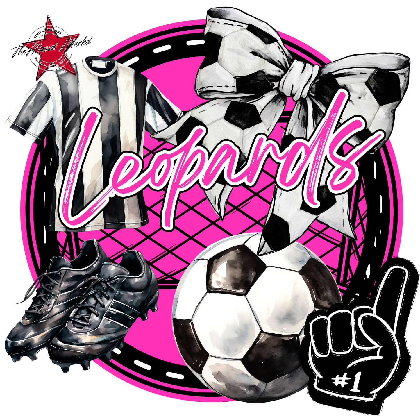 Leopards Circle Soccer Design-Pink