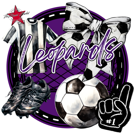 Leopards Circle Soccer Design-Purple