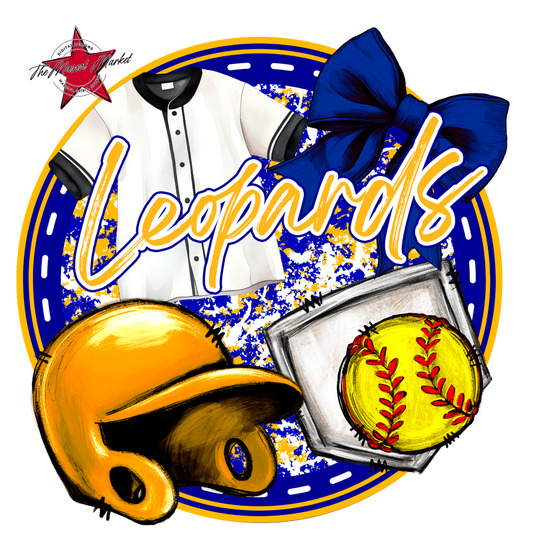 Leopards Circle Softball Design-Blue-Yellow