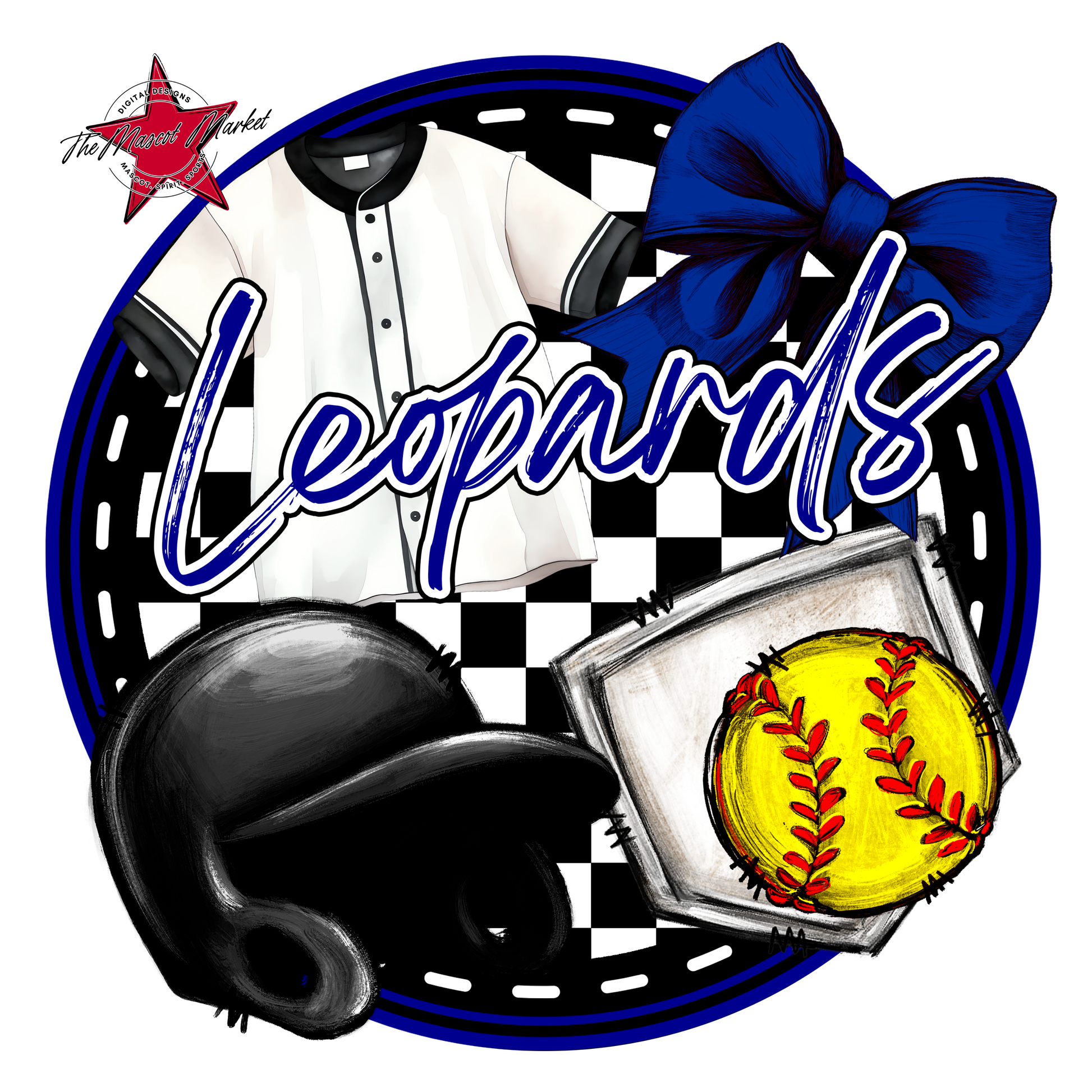 Leopards Circle Softball Design-Blue