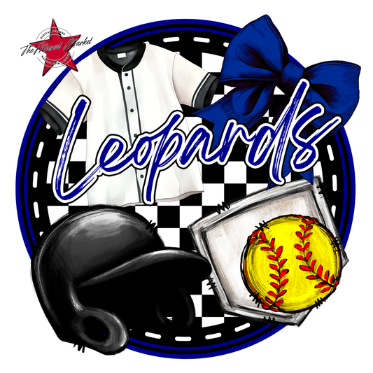 Leopards Circle Softball Design-Blue