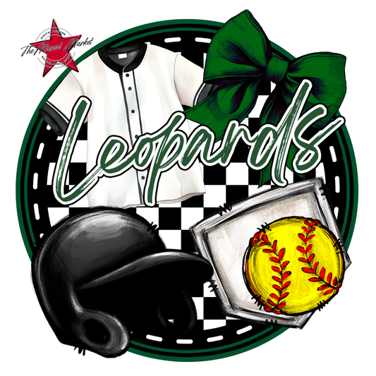 Leopards Circle Softball Design-Green