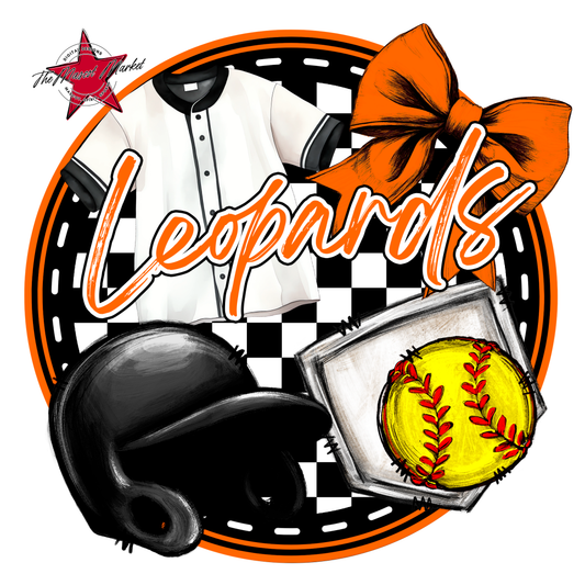 Leopards Circle Softball Design-Orange