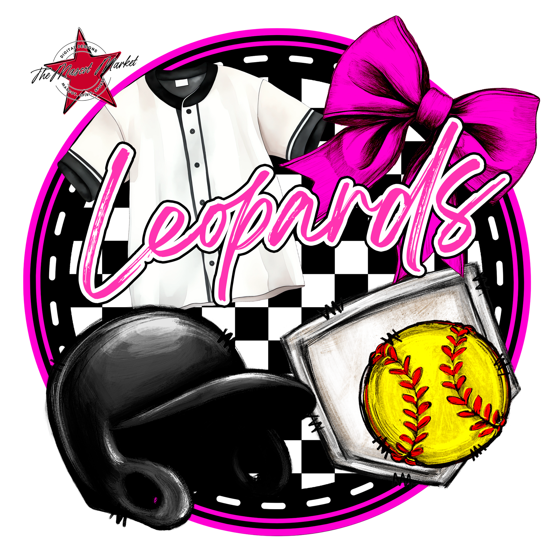 Leopards Circle Softball Design-Pink