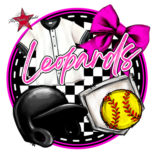 Leopards Circle Softball Design-Pink