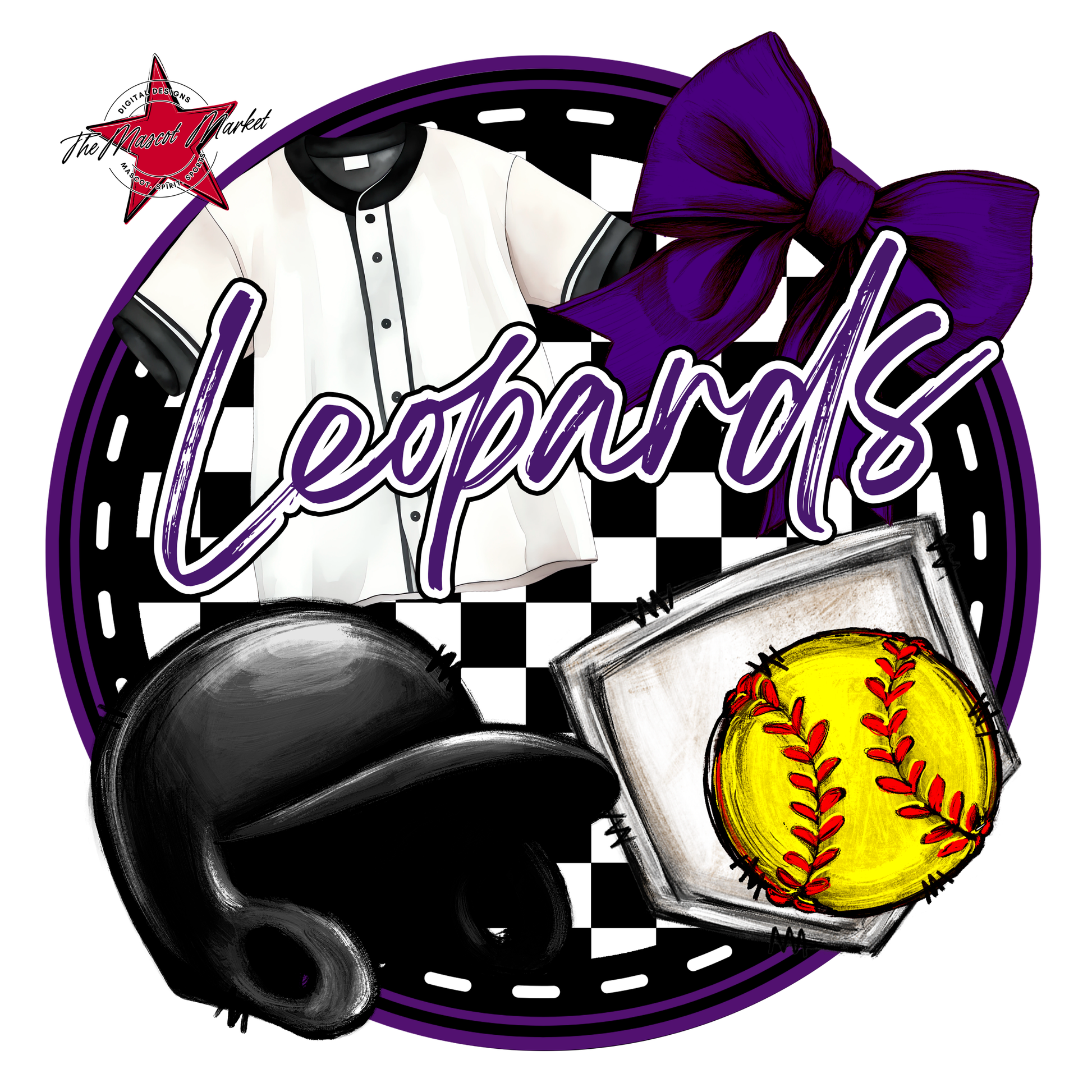 Leopards Circle Softball Design-Purple