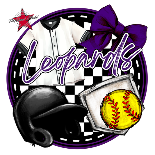Leopards Circle Softball Design-Purple