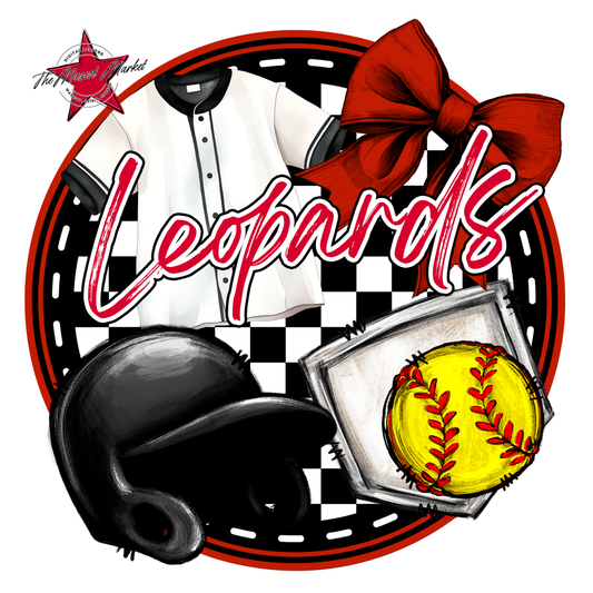 Leopards Circle Softball Design-Red