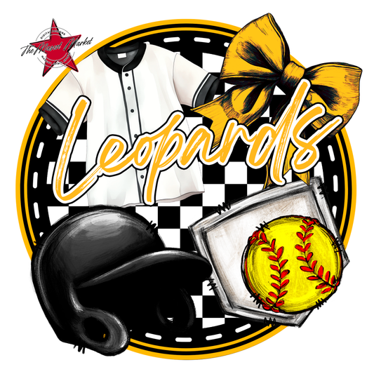 Leopards Circle Softball Design-Yellow
