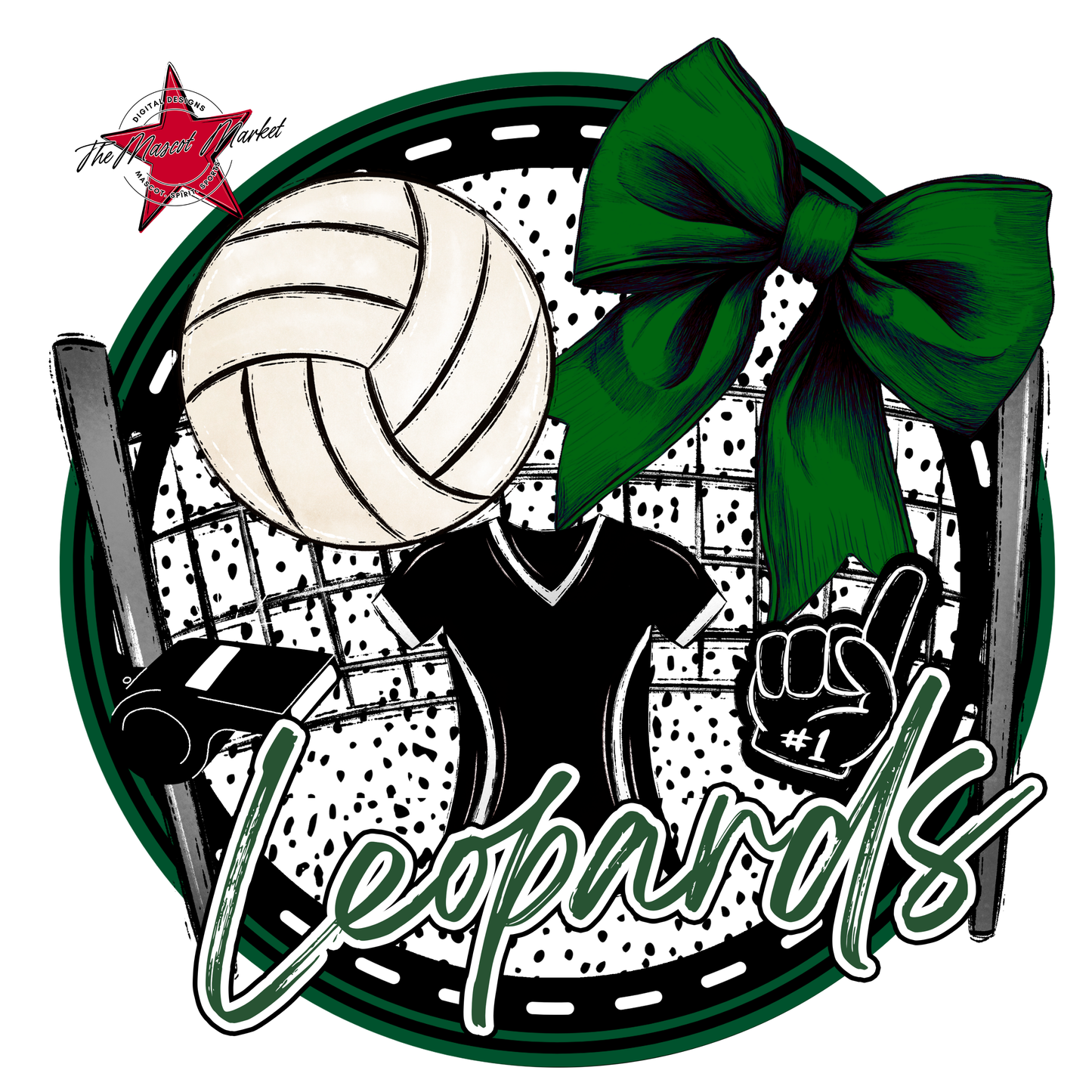 Leopards Circle Volleyball Design-Green