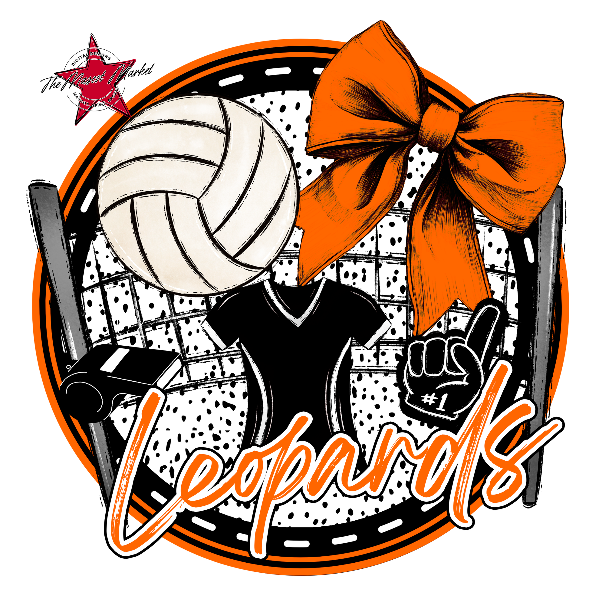 Leopards Circle Volleyball Design-Orange