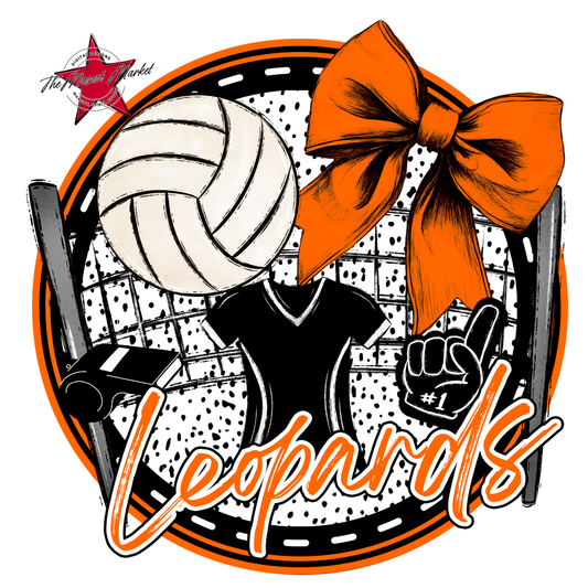Leopards Circle Volleyball Design-Orange