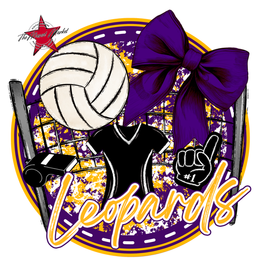 Leopards Circle Volleyball Design-Purple-Yellow