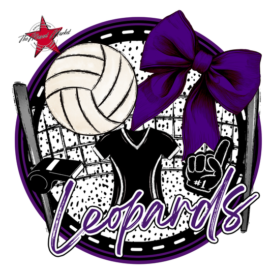Leopards Circle Volleyball Design-Purple