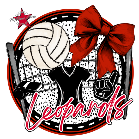 Leopards Circle Volleyball Design-Red