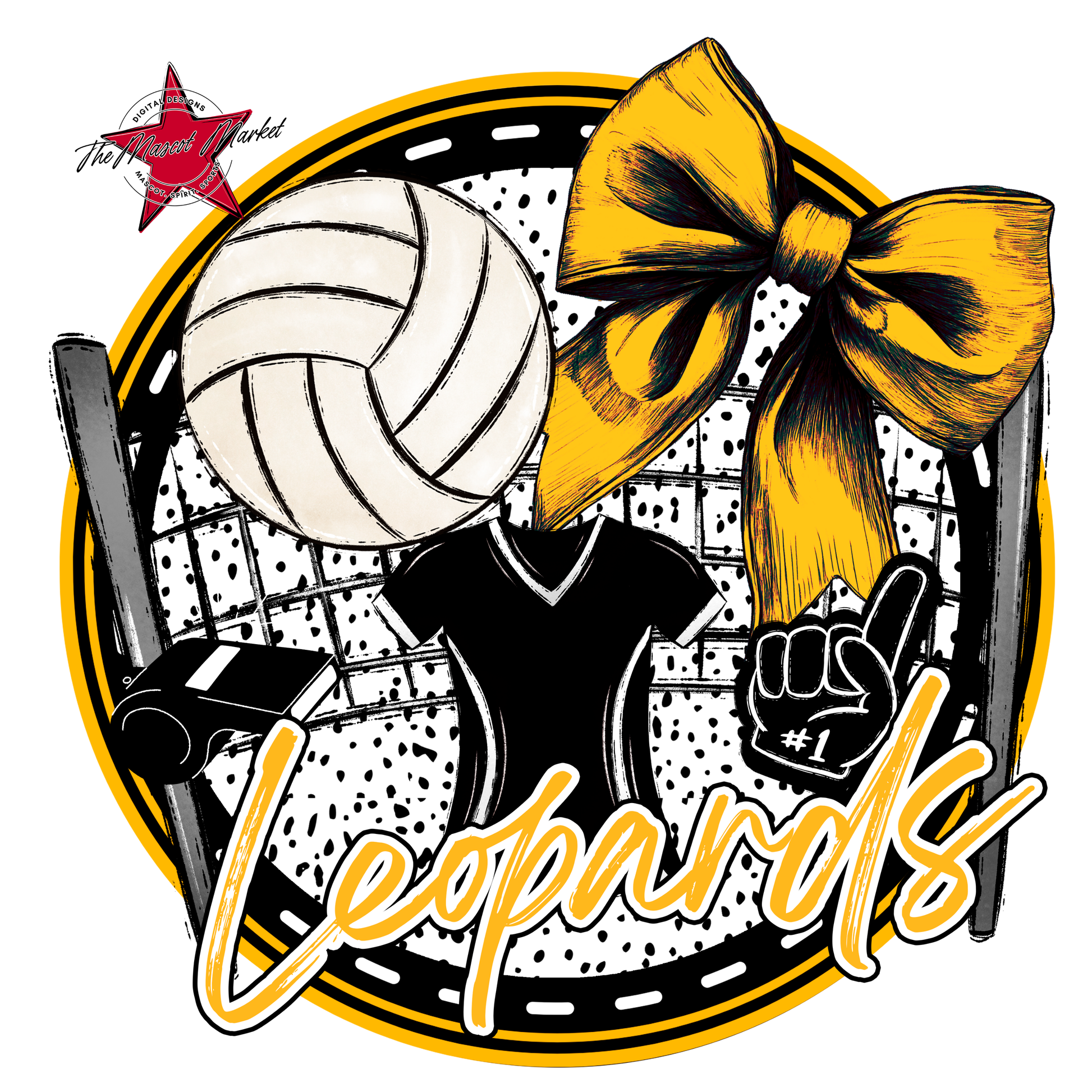 Leopards Circle Volleyball Design-Yellow